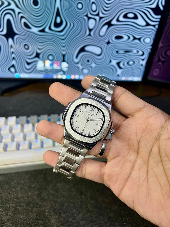 Patek Philippe Gents Luxury Watch – Stainless Steel Chain, Day & Date Function, AA Quality - UZIXO