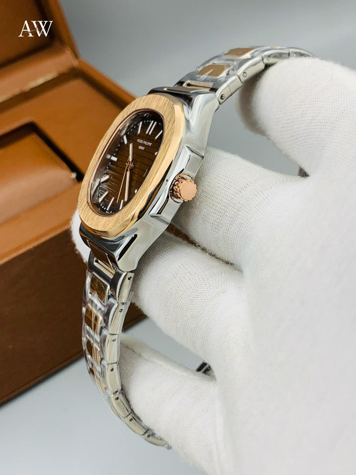 Patek Philippe Nautilus Style Men’s Watch – Two Tone Stainless Steel, Date Display, Luxury Design - UZIXO