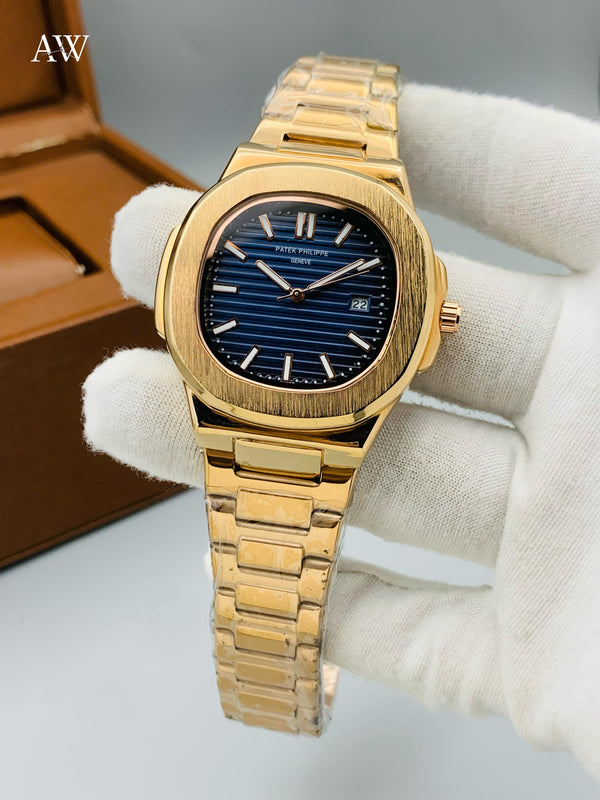Patek Philippe Nautilus Style Men’s Watch – Two Tone Stainless Steel, Date Display, Luxury Design - UZIXO