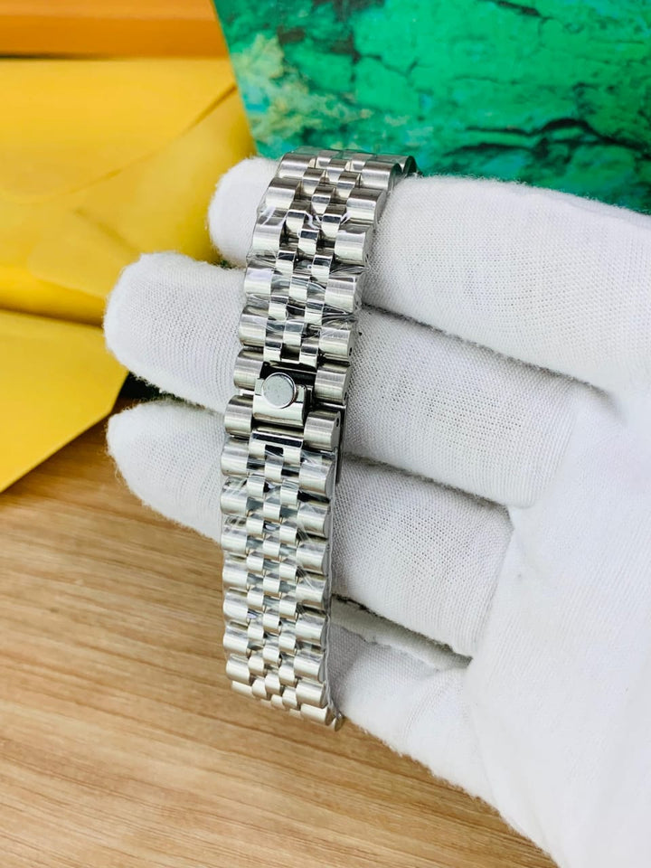 Rolex Inspired Luxury Watch – White colors Dial, Stainless Steel Bracelet, Date Function - UZIXO